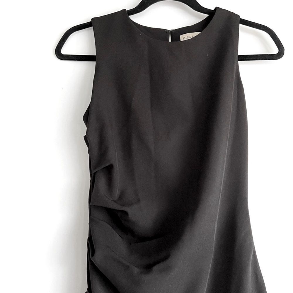 MM Lafleur Gathered Side Sleeveless Sheath Black Dress Size 4 - Picture 7 of 11